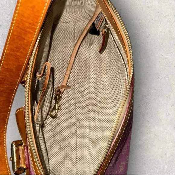 Vintage 2005 Dooney & Bourke Pink and Tan Satchel with Monogram Design - Picture 4 of 15